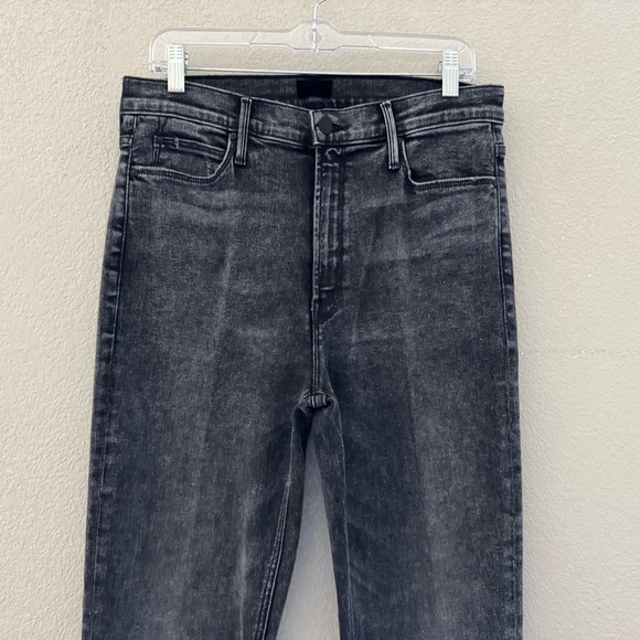 Mother High Waisted Runaway Bootcut Jeans Train Stops Black Mineral Denim USA 32 - Picture 8 of 14
